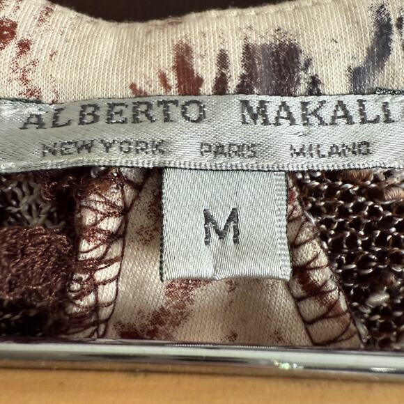 ALBERTO MAKALI Women Leopard Print Open Knit Nubby Tunic Top Handkerchief Medium - Picture 3 of 6